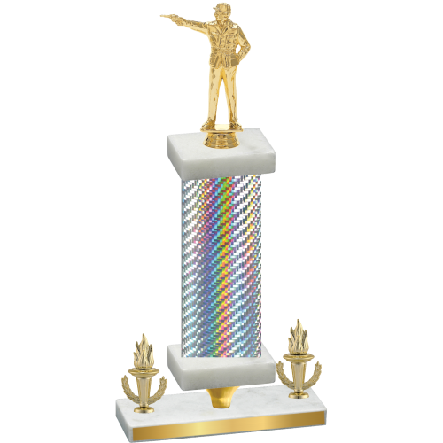 Premium Single Silver Carbon Fiber Victory Shooter Trophy