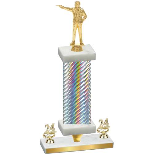 Premium Single Silver Carbon Fiber Year Shooter Trophy