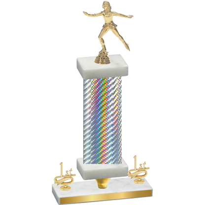 Premium Single Silver Carbon Fiber First Place Skater Trophy