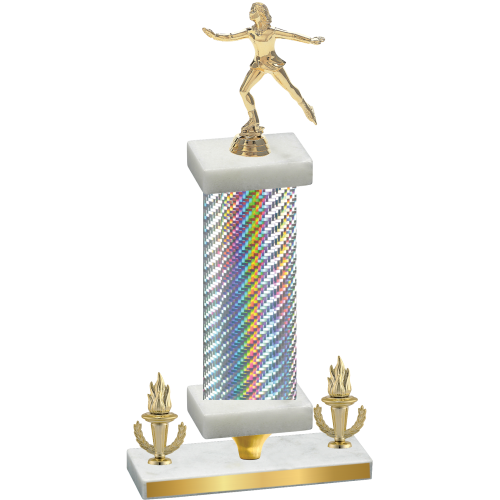 Premium Single Silver Carbon Fiber Victory Skater Trophy