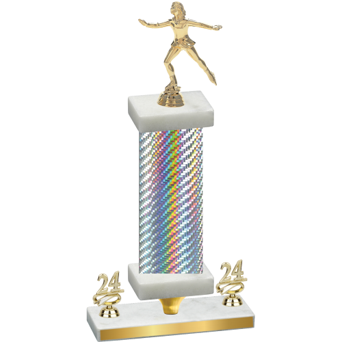 Premium Single Silver Carbon Fiber Year Skater Trophy