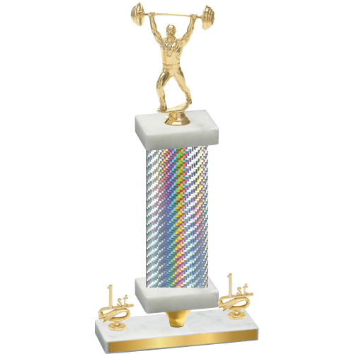 Premium Single Silver Carbon Fiber First Place Weights Trophy