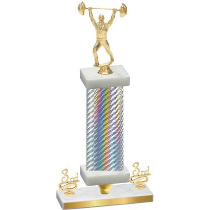 Premium Single Silver Carbon Fiber Third Place Weights Trophy