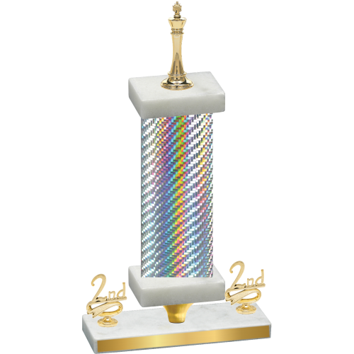 Premium Single Silver Carbon Fiber Second Place Chess Trophy