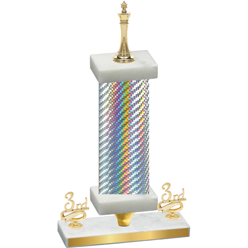 Premium Single Silver Carbon Fiber Third Place Chess Trophy