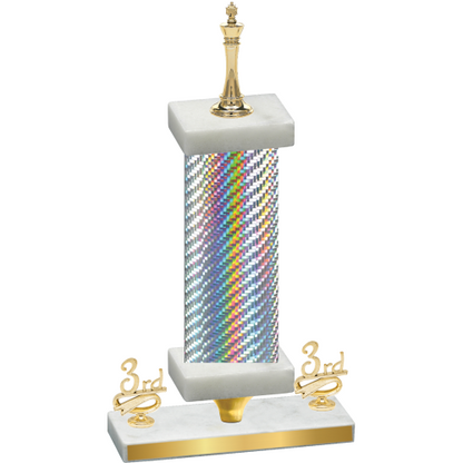 Premium Single Silver Carbon Fiber Third Place Chess Trophy