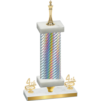 Premium Single Silver Carbon Fiber Fourth Place Chess Trophy