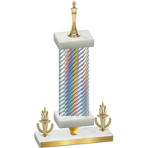 Premium Single Silver Carbon Fiber Victory Chess Trophy