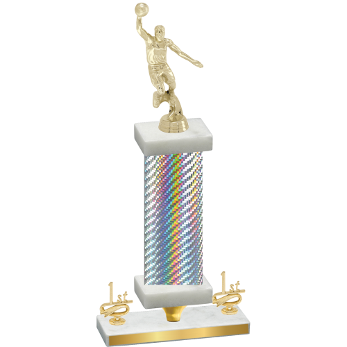 Premium Single Silver Carbon Fiber First Place Basketball Trophy