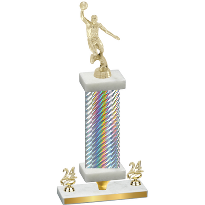 Premium Single Silver Carbon Fiber Year Basketball Trophy