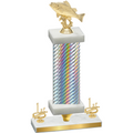 Premium Single Silver Carbon Fiber First Place Fishing Trophy
