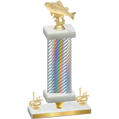 Premium Single Silver Carbon Fiber First Place Fishing Trophy