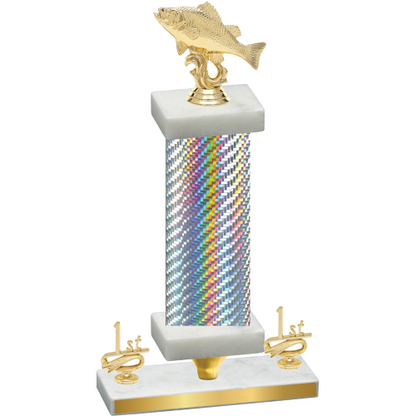 Premium Single Silver Carbon Fiber First Place Fishing Trophy
