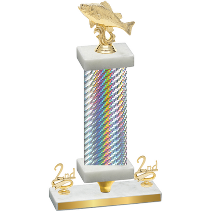 Premium Single Silver Carbon Fiber Second Place Fishing Trophy