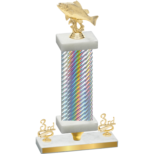 Premium Single Silver Carbon Fiber Third Place Fishing Trophy