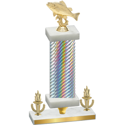 Premium Single Silver Carbon Fiber Victory Fishing Trophy