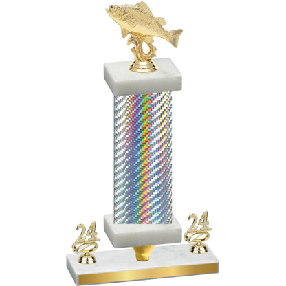 Premium Single Silver Carbon Fiber Year Fishing Trophy