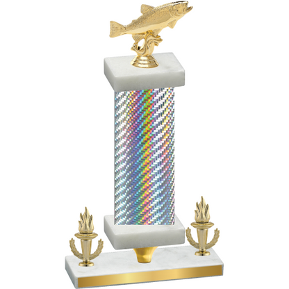 Premium Single Silver Carbon Fiber Victory Fishing Trophy