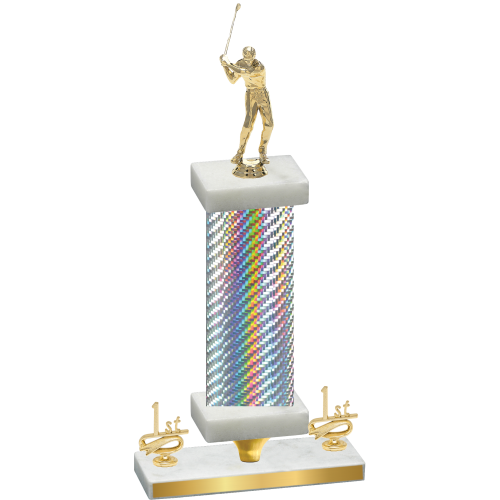 Premium Single Silver Carbon Fiber First Place Golf Trophy