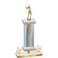 Premium Single Silver Carbon Fiber Fourth Place Golf Trophy