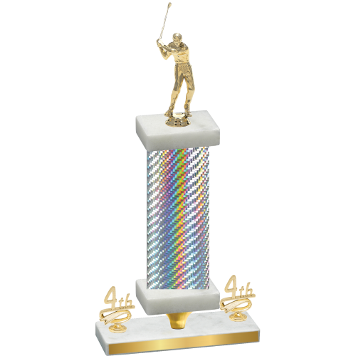 Premium Single Silver Carbon Fiber Fourth Place Golf Trophy