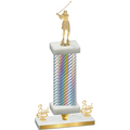 Premium Single Silver Carbon Fiber Third Place Golf Trophy