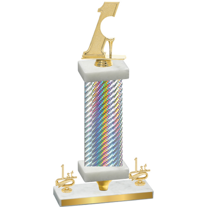 Premium Single Silver Carbon Fiber First Place Golf Trophy