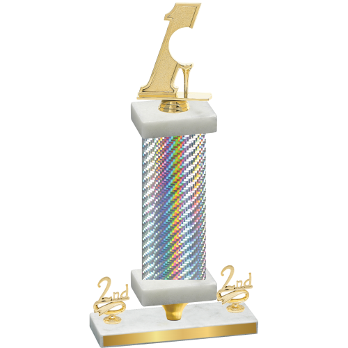 Premium Single Silver Carbon Fiber Second Place Golf Trophy