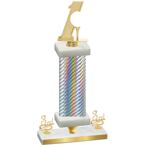 Premium Single Silver Carbon Fiber Third Place Golf Trophy