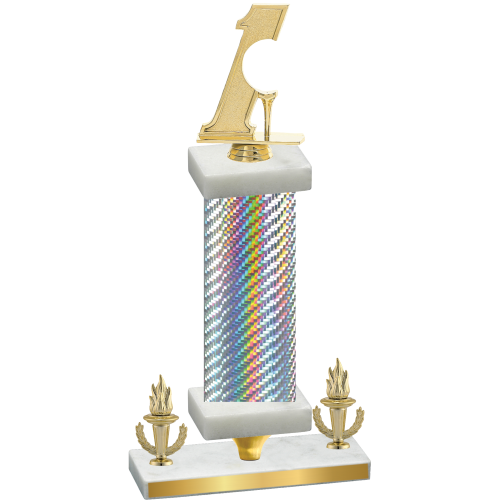 Premium Single Silver Carbon Fiber Victory Golf Trophy