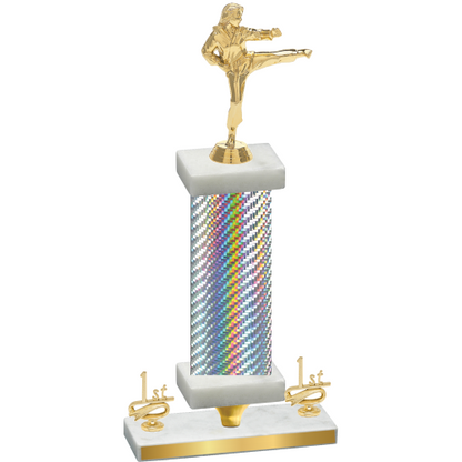 Premium Single Silver Carbon Fiber First Place Karate Trophy