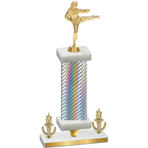 Premium Single Silver Carbon Fiber Victory Karate Trophy