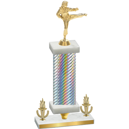 Premium Single Silver Carbon Fiber Victory Karate Trophy