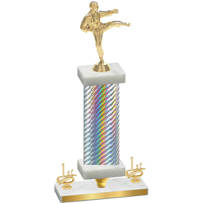 Premium Single Silver Carbon Fiber First Place Karate Trophy