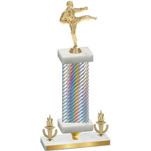 Premium Single Silver Carbon Fiber Victory Karate Trophy