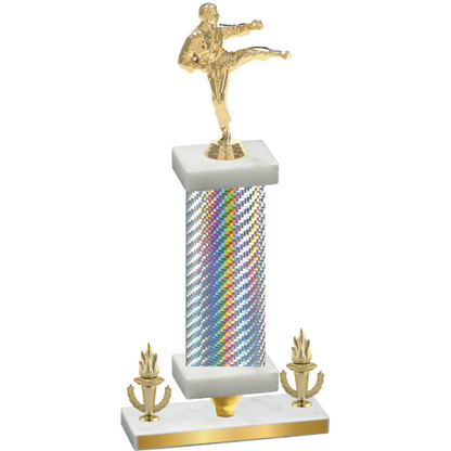 Premium Single Silver Carbon Fiber Victory Karate Trophy