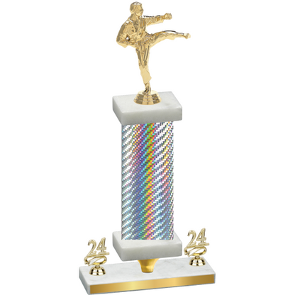 Premium Single Silver Carbon Fiber Year Karate Trophy