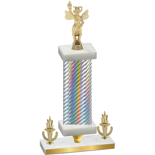 Premium Single Silver Carbon Fiber Victory Academics Trophy