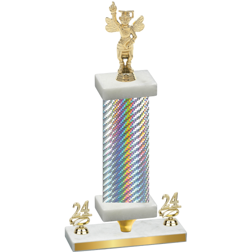 Premium Single Silver Carbon Fiber Year Academics Trophy