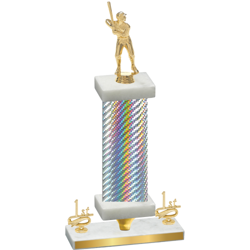 Premium Single Silver Carbon Fiber First Place Baseball Trophy