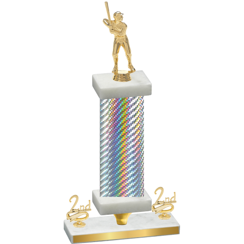 Premium Single Silver Carbon Fiber Second Place Baseball Trophy