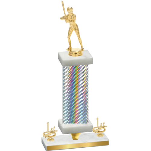 Premium Single Silver Carbon Fiber First Place Softball Trophy