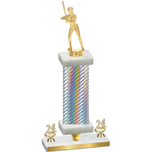 Premium Single Silver Carbon Fiber Year Softball Trophy