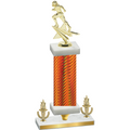 Premium Single Orange Carbon Fiber Victory Football Trophy