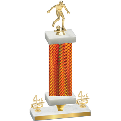 Premium Single Orange Carbon Fiber Fourth Place Soccer Trophy