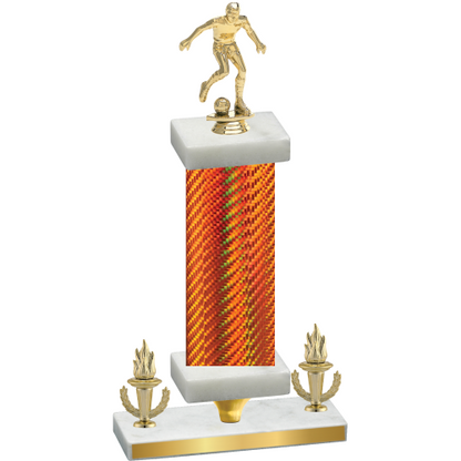 Premium Single Orange Carbon Fiber Victory Soccer Trophy