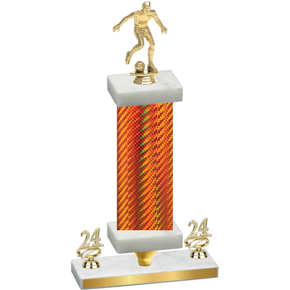 Premium Single Orange Carbon Fiber Year Soccer Trophy