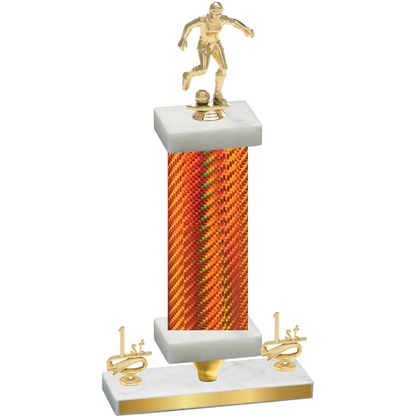 Premium Single Orange Carbon Fiber First Place Soccer Trophy
