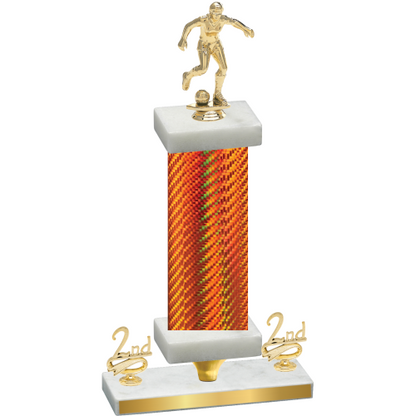 Premium Single Orange Carbon Fiber Second Place Soccer Trophy