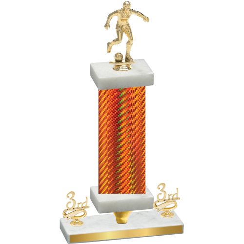 Premium Single Orange Carbon Fiber Third Place Soccer Trophy